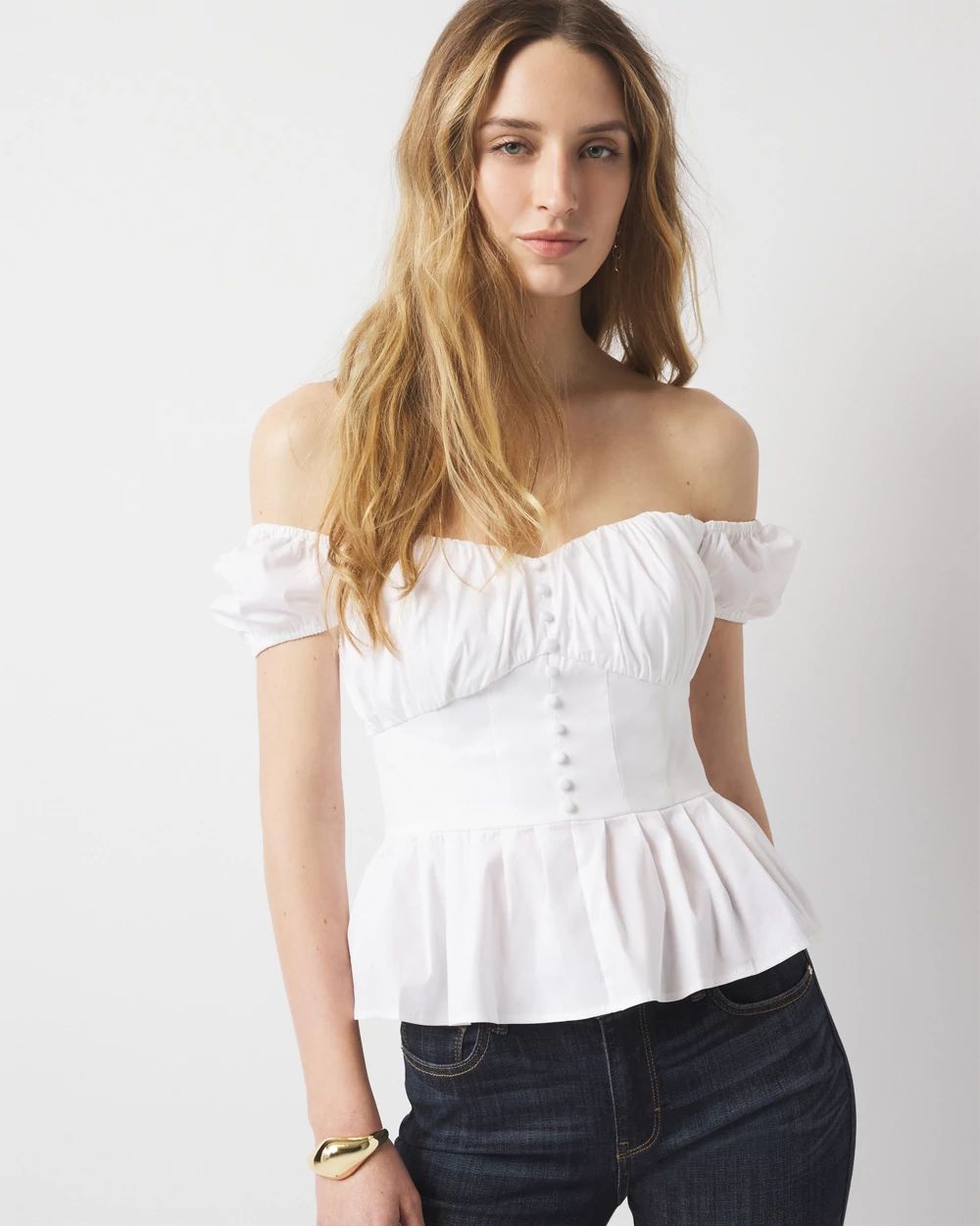 Poplin Peplum Bustier | White House Black Market